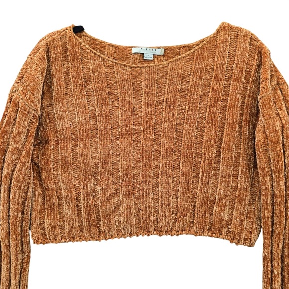 Yellow Crop Chenille Ribbed‎ Y2K Favlux Vintage Academia Cozy Sweater Small - Picture 3 of 14